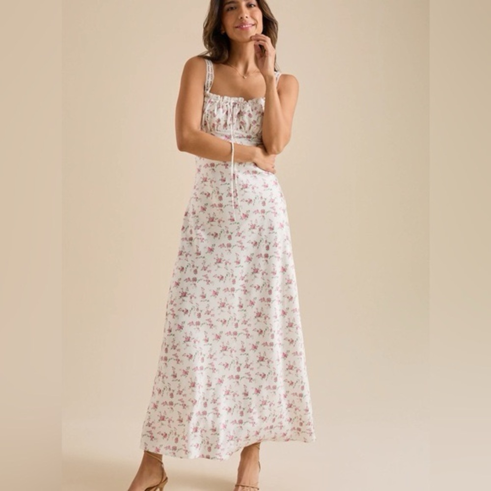 Kya Floral White Midi Dress